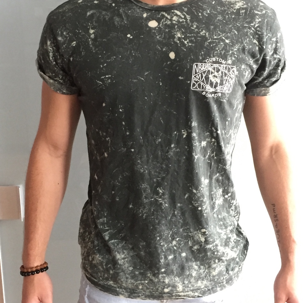 Top Shop Custom Boards Acid Wash Tee in Men